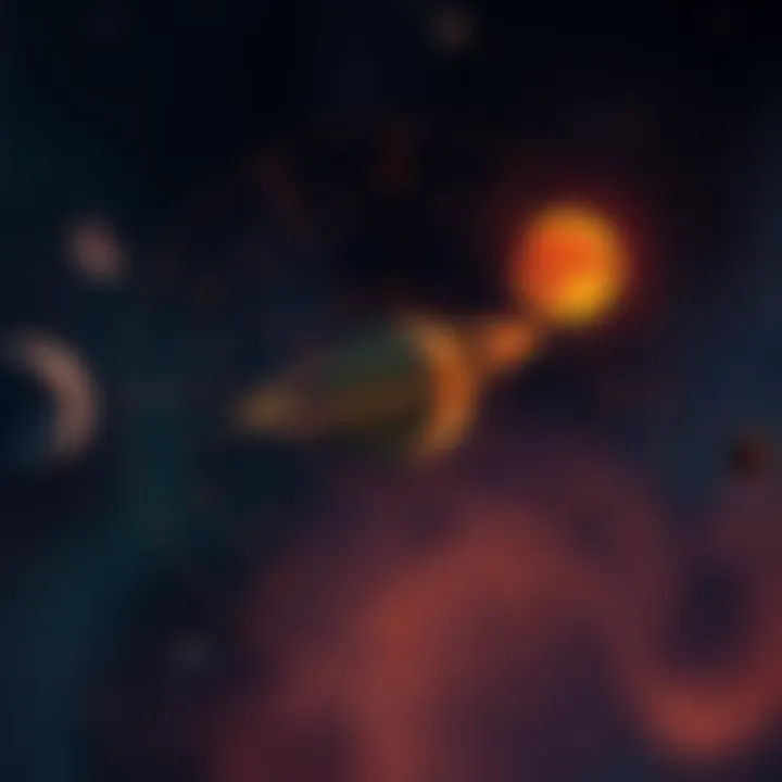 A visual representation of Saturn, Mars, and the Moon T-square aspects in astrology with lines connecting them, illustrating their interactions and conflicts.