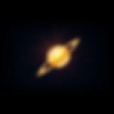 Planet Saturn in Night Sky A view of Saturn shining brightly in a star-filled night sky, symbolizing its astrological influence.