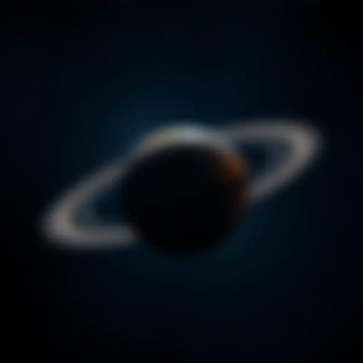 A bright image of Saturn with its rings visible, set against a dark starry background