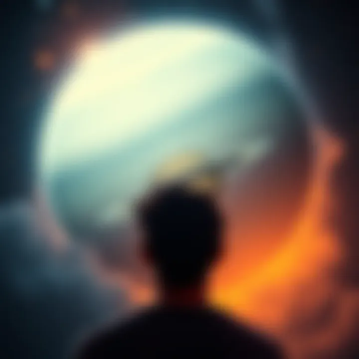Astrological representation of Saturn in retrograde showing a person reflecting on responsibility