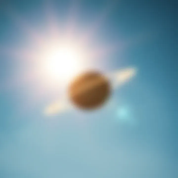 Saturn in the Sky A bright Saturn in a clear sky, symbolizing financial relief and hope as it moves out of the 8th house.