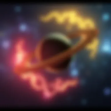 A graphic showing the Saturn symbol intertwined with the Virgo zodiac sign, representing organization and routine