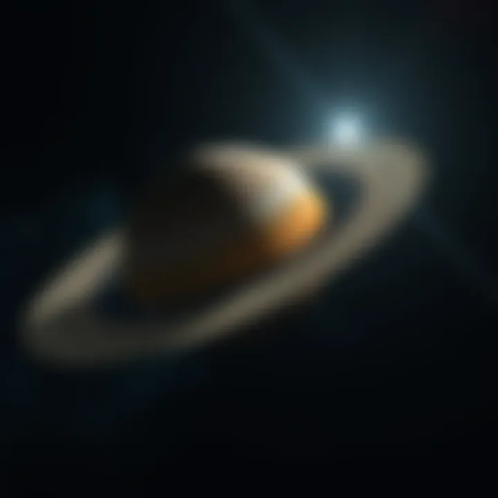 A stunning view of Saturn, featuring its prominent sparkling rings against a deep space background, symbolizing its status as a worshipped planet.