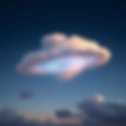 A unusual saucer-shaped cloud hovering in the sky, sparking curiosity about extraterrestrial life.