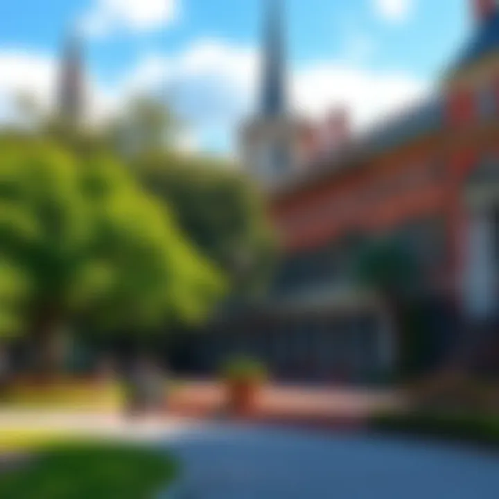 A sunny day in a Savannah park featuring historic buildings, lush greenery, and people enjoying the outdoors.
