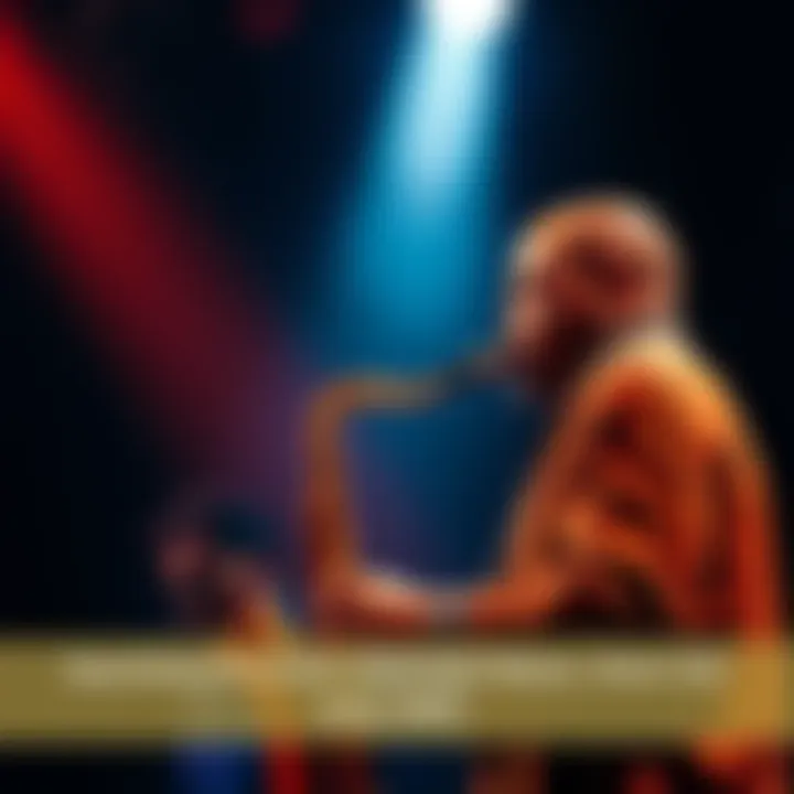 Saxophone player A saxophone player performing with a spotlight on him, evoking memories of the distinctive jazz music from C2C's early 2000s.