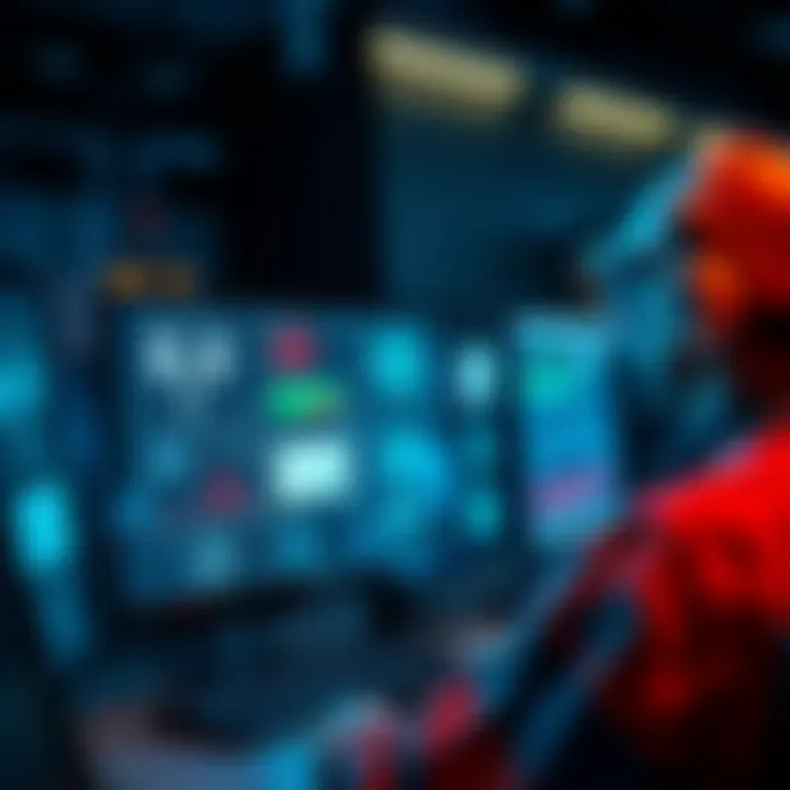 A technician monitors a digital display showing multiple wireless signals detected during a scan over public airspace.