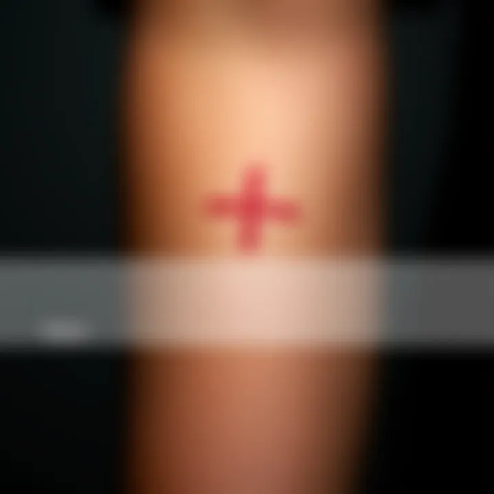 Close-up of a scar on a person's arm A person's arm showing a prominent scar, symbolizing the lasting impact and significance of physical scars in life.