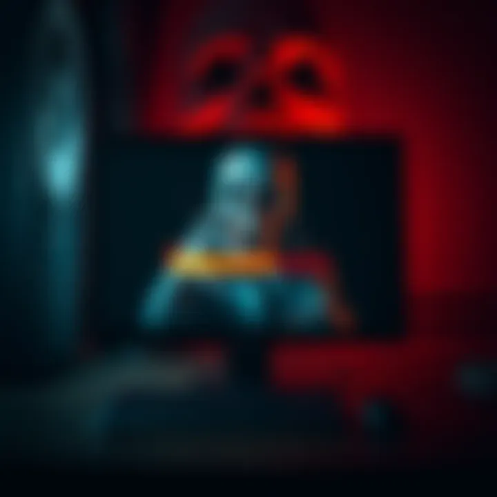 A computer screen displaying a terrifying image with a download bar and an unsettling scream in the background.