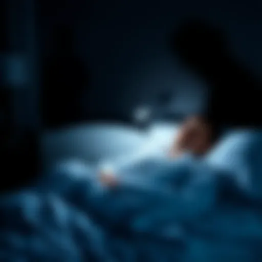 A scientist lying in bed, looking startled as he hears a whisper at night. Shadows loom in the background, and a silhouette of a man in a top hat is faintly visible.