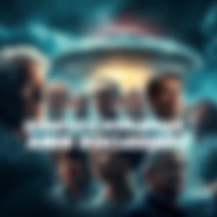 A collage of concerned scientists with a UFO in the background, highlighting the trend of their disappearances during UFO disclosure efforts.