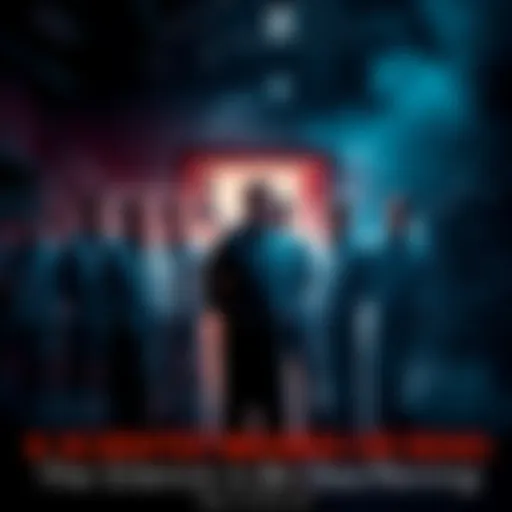 Six scientists are surrounded by dark shadows, symbolizing the mystery of their disappearance or deaths. A backdrop of laboratory equipment suggests their scientific background.