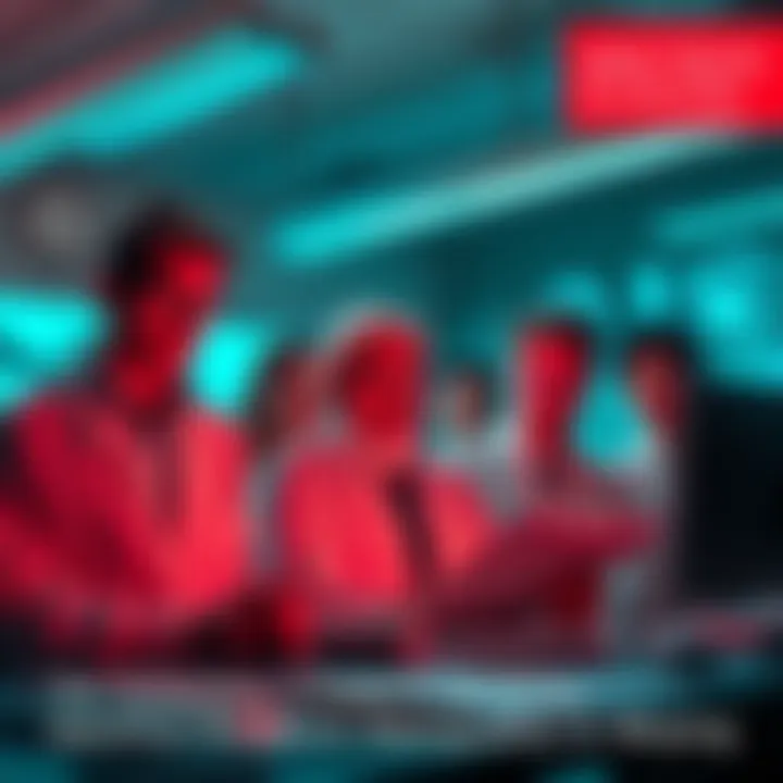 A group of scientists looking worried, with some papers and a computer, reflecting a serious investigation atmosphere.