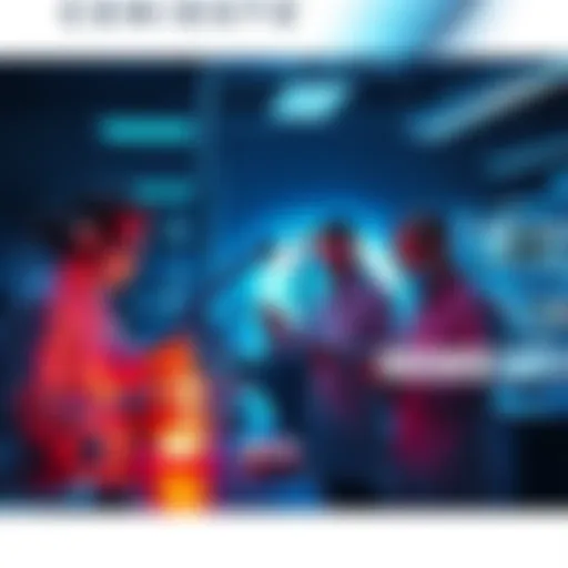 A group of scientists researching plasma technology in a lab, with a focus on glowing plasma energy