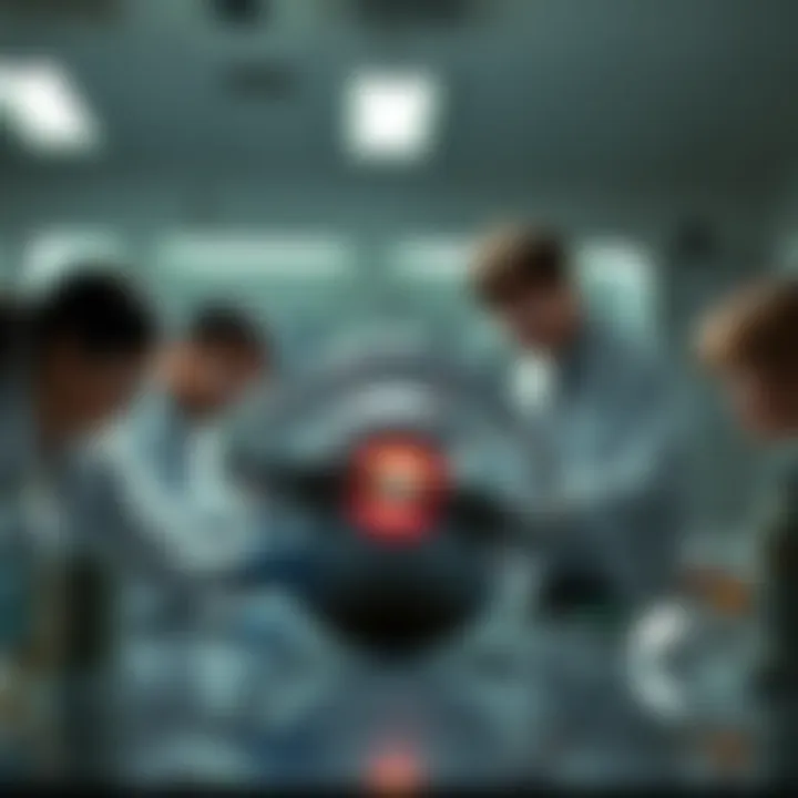 Researchers examining a spherical unidentified aerial phenomenon in a lab setting.