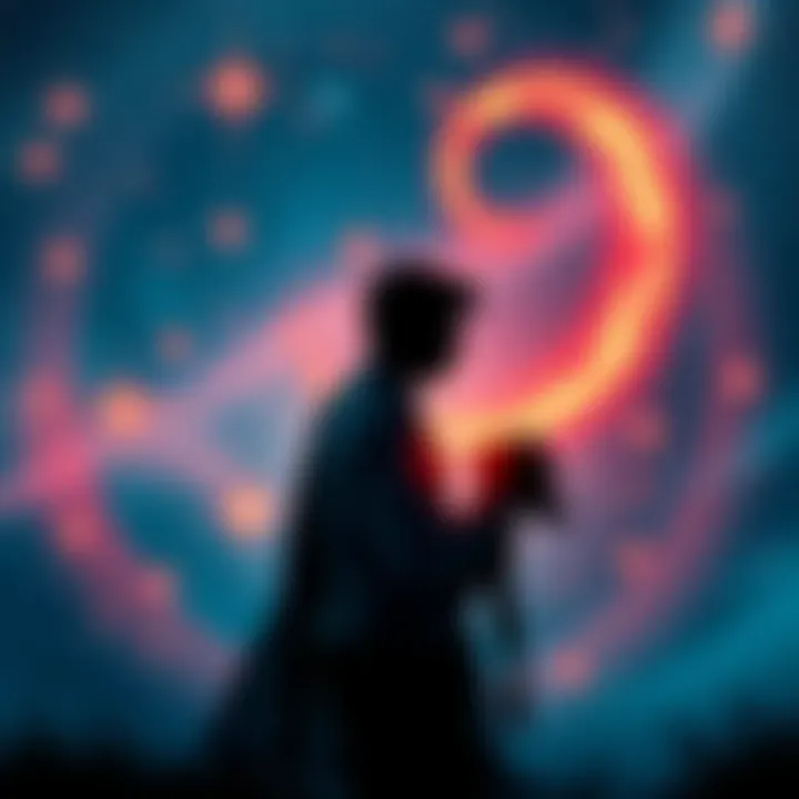 A romantic scene depicting a Scorpio sun individual and a Capricorn moon individual sharing a moment together under the stars