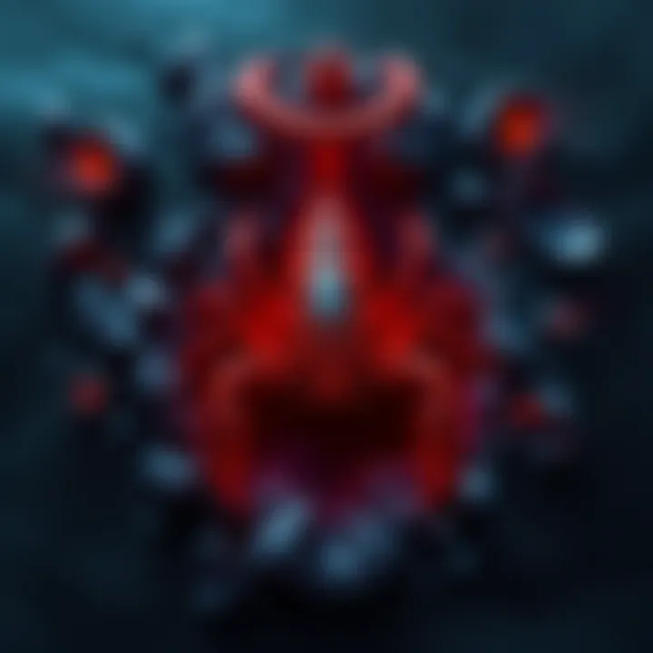 A Scorpio zodiac symbol surrounded by dark and mysterious elements, representing the complex traits of Scorpios.