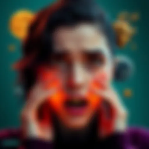 A person with Scorpio sun, Capricorn moon, and Cancer rising shows mixed reactions like empathy and surprise, symbolized by zodiac signs and emotional expressions.
