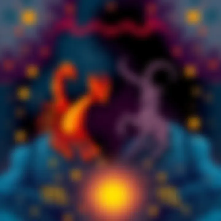 Illustration of Scorpio and Capricorn zodiac symbols with stars and a mystical background