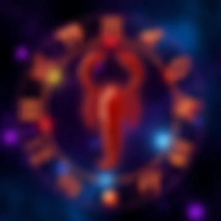 Illustration of Scorpio symbol surrounded by various zodiac signs representing compatibility