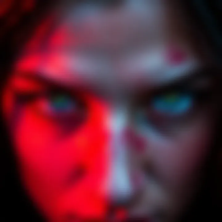 Close-up of striking Scorpio eyes with a deep, intense gaze, reflecting personality traits and emotions.