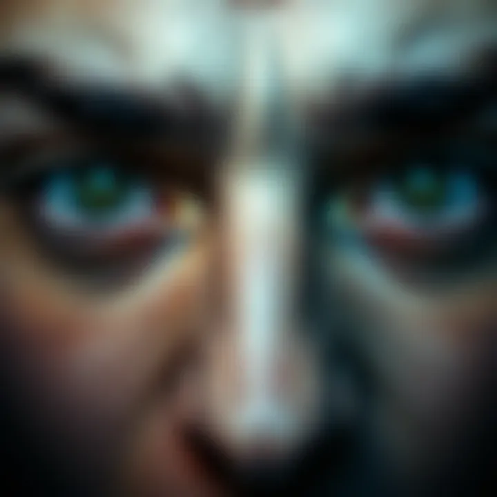 A close-up of a pair of intense eyes with a deep and captivating appearance, symbolizing Scorpio traits.