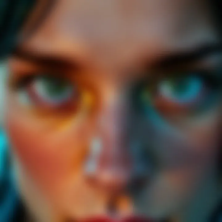 Close-up of a person with striking Scorpio eyes, highlighting their intense and captivating features.