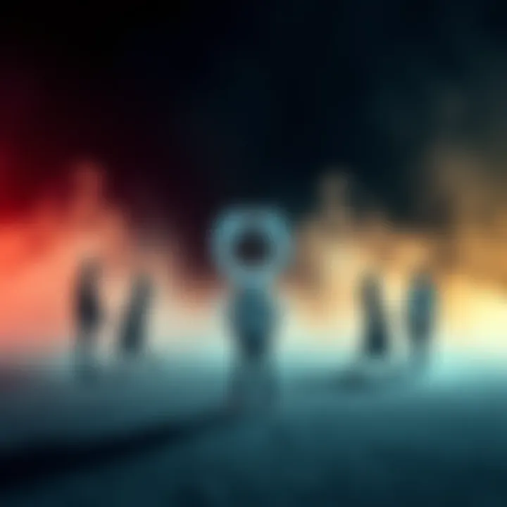 Scorpio Family Dynamics A person with a Scorpio zodiac symbol stands apart from family members with different zodiac signs, representing unique experiences and relationships.