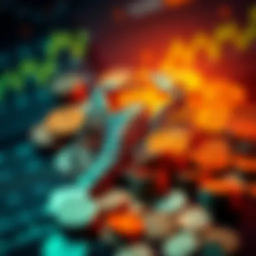 A Scorpio symbol surrounded by coins and financial graphs, representing a shift in finances.