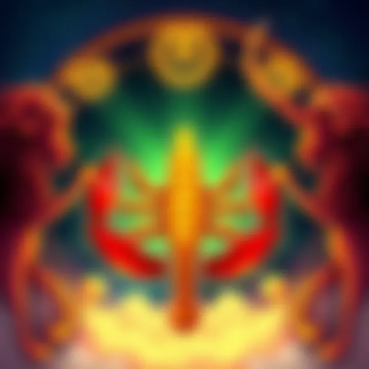 Illustration showing the Scorpio symbol surrounded by Leo and Aries signs, highlighting their connection and understanding of Scorpio's obsession.