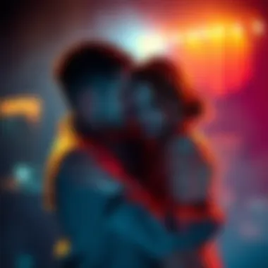 A Scorpio man and a Leo woman share a warm embrace, showcasing their passionate connection in a romantic setting.