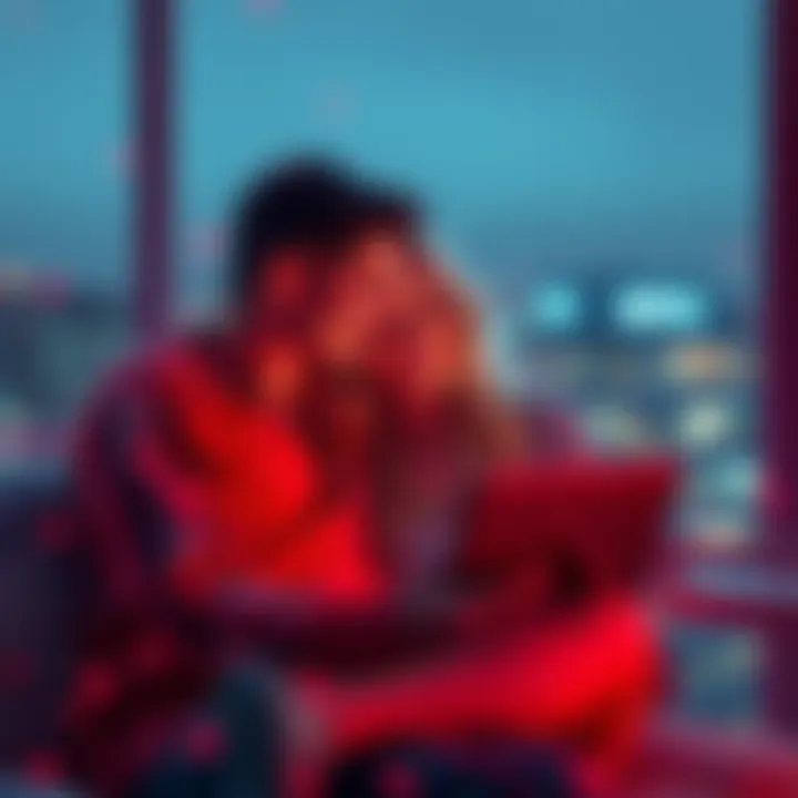 Two Scorpios sharing a romantic moment online, illustrating their deep bond despite distance.