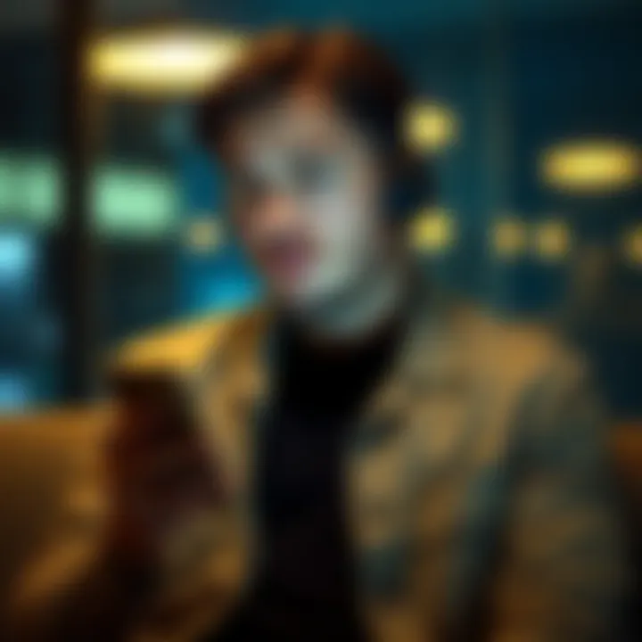 Scorpio man texting A Scorpio man casually texting on his phone while looking thoughtful, symbolizing communication styles in relationships.