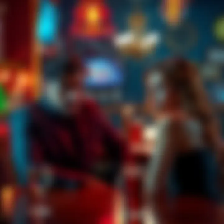 Scorpio Man and Woman in a Flirtatious Setting A woman looks intrigued while sitting across from a Scorpio man at a cozy bar, both sharing a moment of flirtation, hinting at a complicated relationship