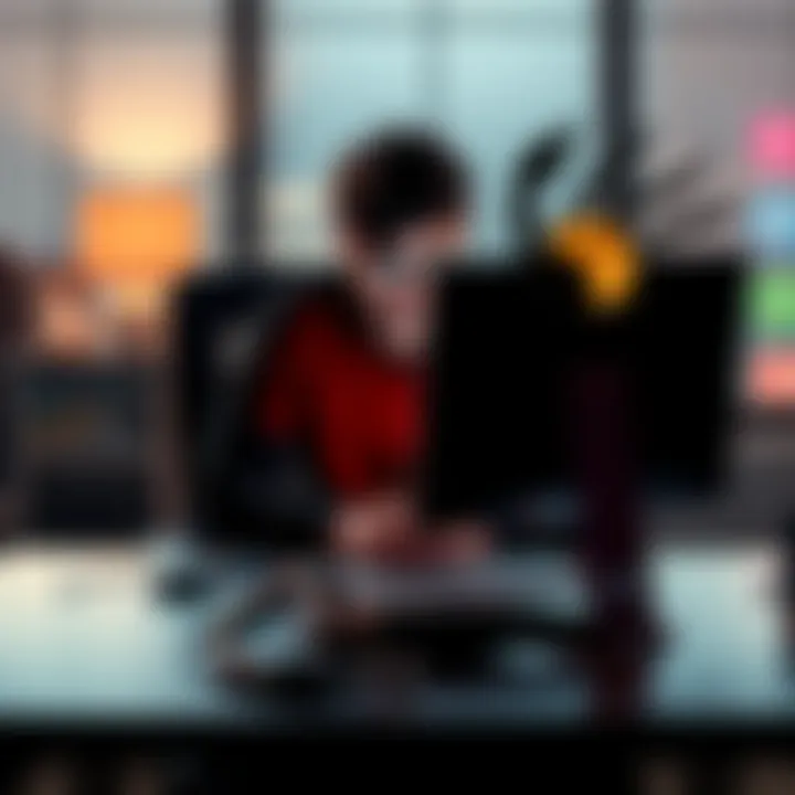 Scorpio Moon Blocking Habits A person sitting at a computer, looking frustrated while blocking contacts on social media, with a Scorpio zodiac symbol visible nearby.