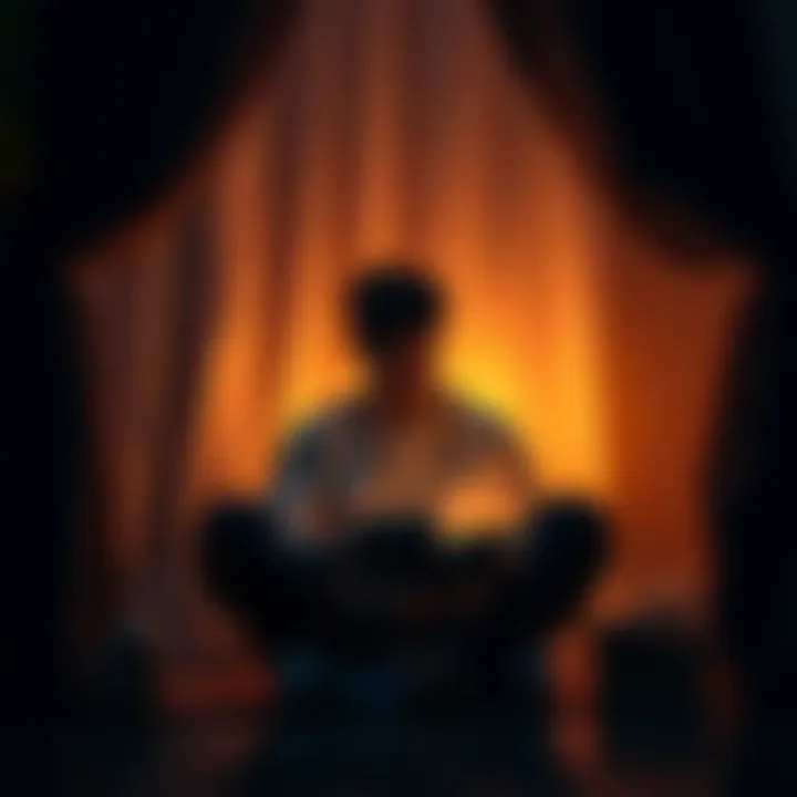 A person sitting in a cozy space, surrounded by soft lighting, reflecting deeply while holding a journal, symbolizing emotional intensity and coping strategies.