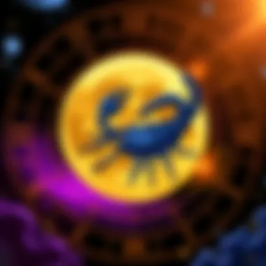 An illustration showing a Scorpio symbol and a life path number chart with zodiac signs in the background.
