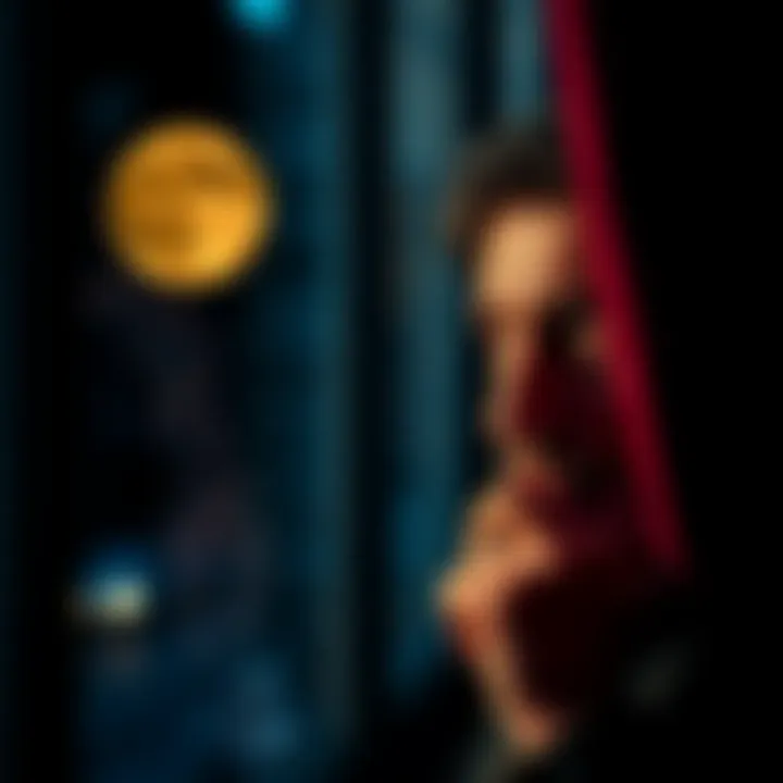 Scorpio Moon Man in Thought A man with an intense look, symbolizing emotional distance and secrecy, staring out of a window with a thoughtful expression, hinting at hidden complexities in love.