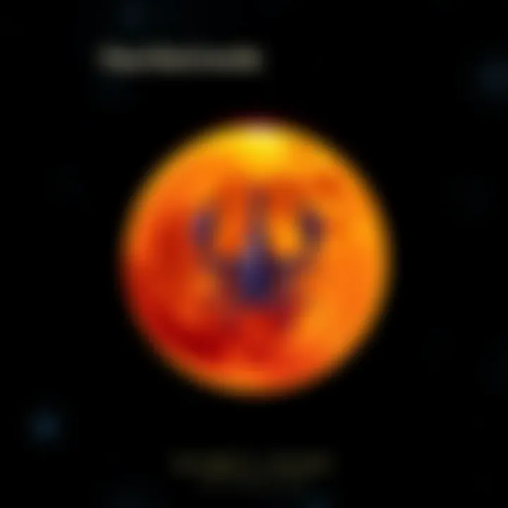 An artistic representation of the Scorpio moon sign with a dark blue background. The symbol is bold and stands out, reflecting the intensity often associated with Scorpio traits.