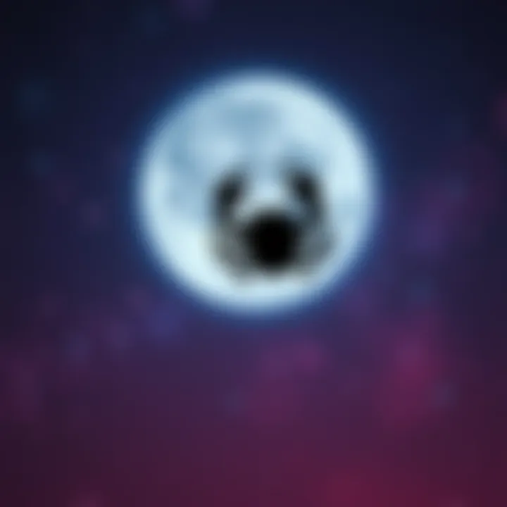 A vibrant night sky featuring a large Scorpio moon surrounded by twinkling stars, symbolizing intense emotions and reflection.