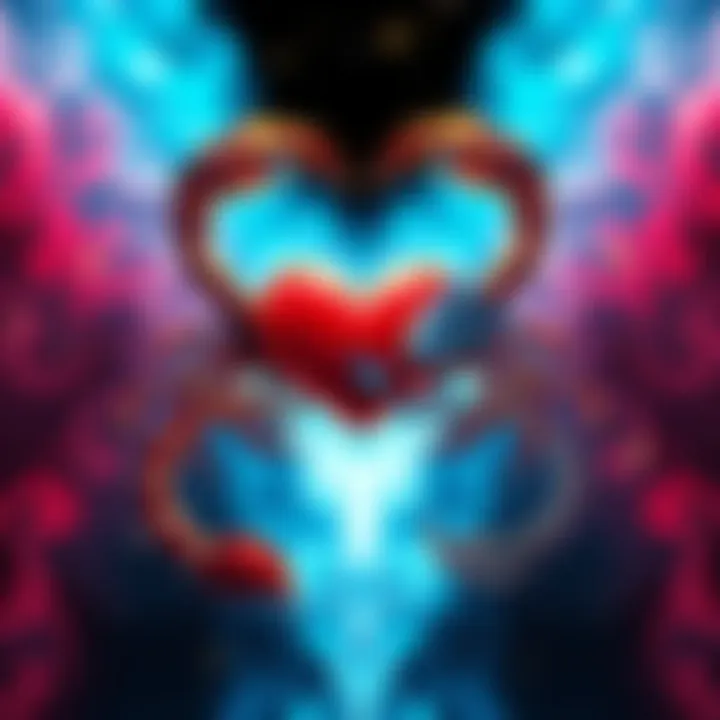 Illustration of Scorpio and Pisces zodiac signs intertwined with a heart, symbolizing love and compatibility in age gap relationships.