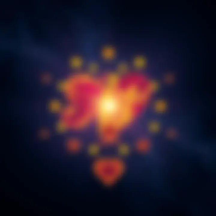 Artistic representation of Scorpio and Sagittarius symbols entwined, surrounded by stars and hearts, depicting the complexities of modern love