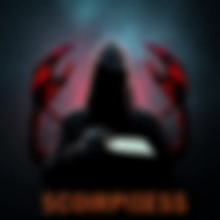 Scorpio with Secrets A Scorpio symbol with a shadowy figure holding a secret note, representing privacy and secrecy.