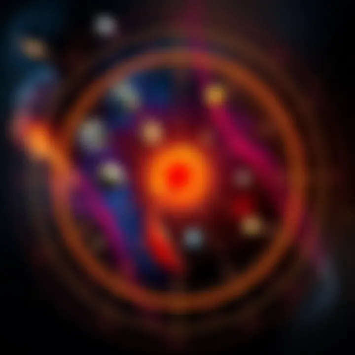 An astrological chart highlighting Scorpio Stellium with various planets in the Scorpio section, symbolizing personality traits and influences