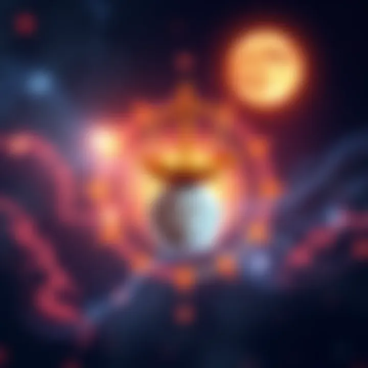 A visual representation of Scorpio Sun with Libra Moon and Rising traits, featuring astrological symbols and celestial elements.