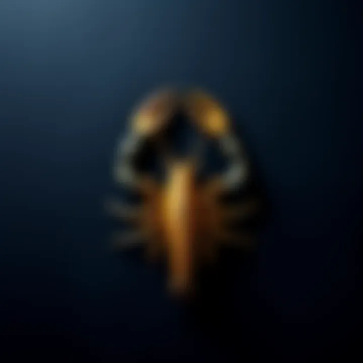 Scorpio Symbol with Dark Background A Scorpio zodiac symbol against a dark, textured background, representing emotions of betrayal and revenge.