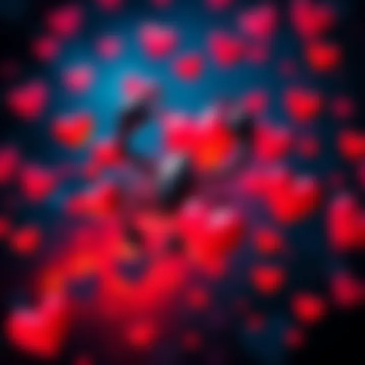 A Scorpio zodiac symbol surrounded by hearts, symbolizing love and compatibility testing in relationships.