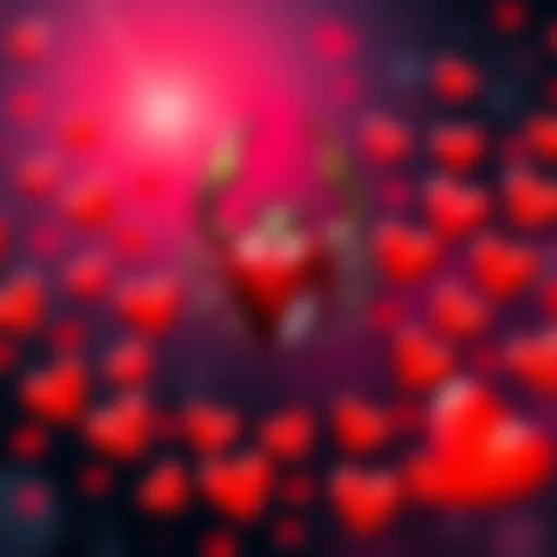 A Scorpio symbol surrounded by hearts, representing love and emotions.