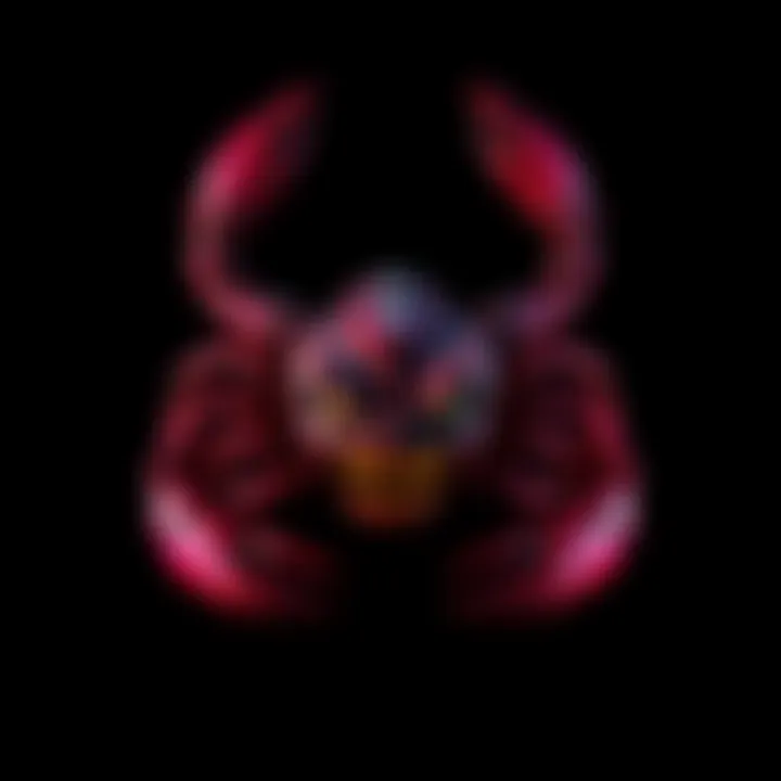 Scorpio Zodiac Symbol with Intimidating Expression A Scorpio zodiac symbol with a bold, fierce expression, surrounded by a dark background, representing intensity and confidence.