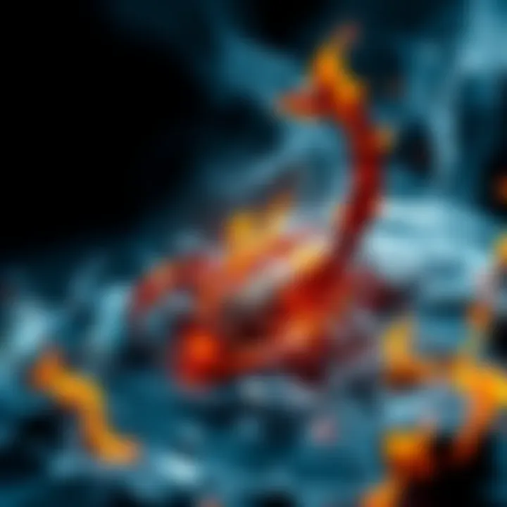 Symbolism of Scorpio and Transformation An artistic depiction showing the Scorpio symbol surrounded by elements representing transformation and intensity, like flames and water, illustrating the duality of change.